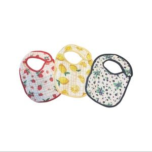Lot of 3 Little Unicorn fruit themed muslin bibs